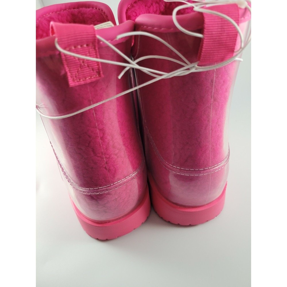Children's sz 3 Classic Clear Mini Rock Rose Pink Waterproof Sherpa Winter Boot - Picture 6 of 8